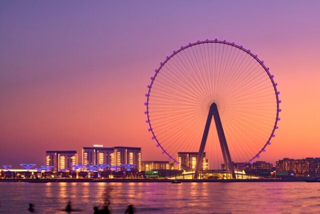 عکس منظره غروب از چرخ فلک عین دبی